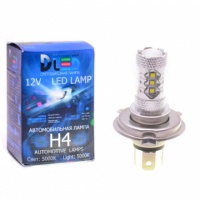 Светодиодная автомобильная лампа DLED H4 - 16 CREE + Линза (2шт.)